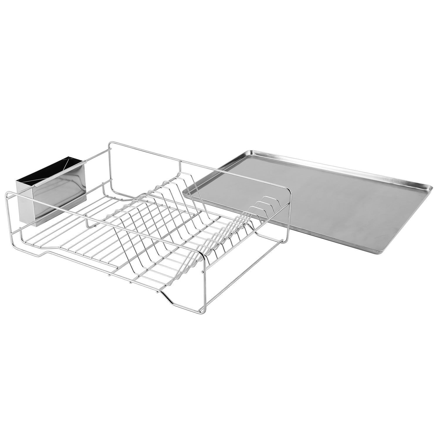Stainless Steel Dish Drying Rack with Drainboard Cutlery Holder