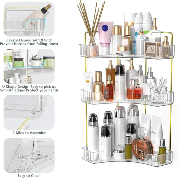 3 Tier Corner Bathroom Countertop Organizer Storage Rack