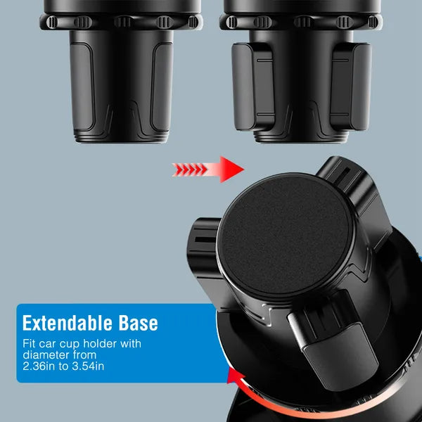 3-in-1 Car Cup Holder Expander with 360° Rotating Tray