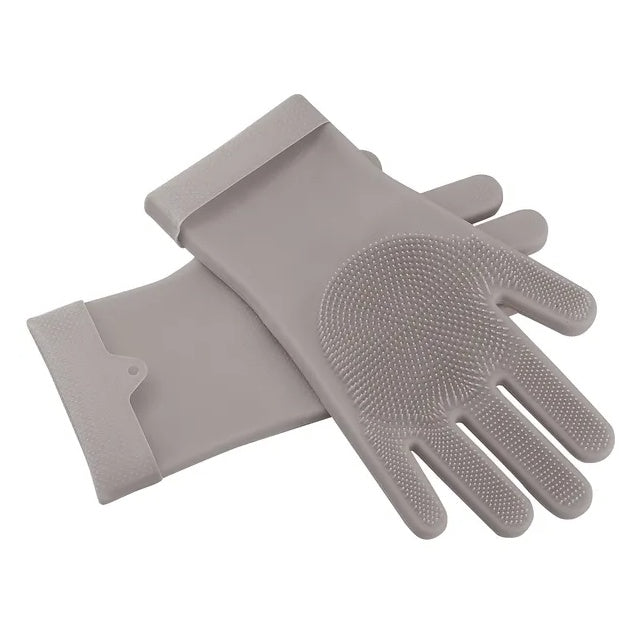 Silicone Cleaning Gloves with Scrubber for Kitchen & Pets