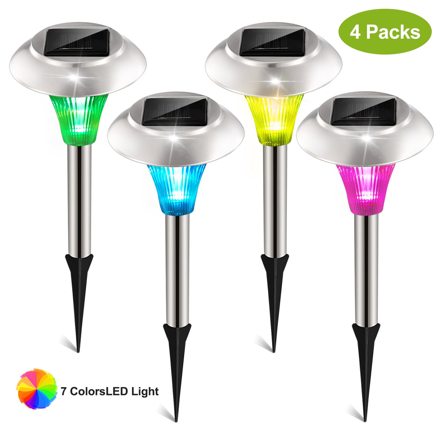 Color Changing Solar Garden Lights Waterproof Pathway Yard Decor
