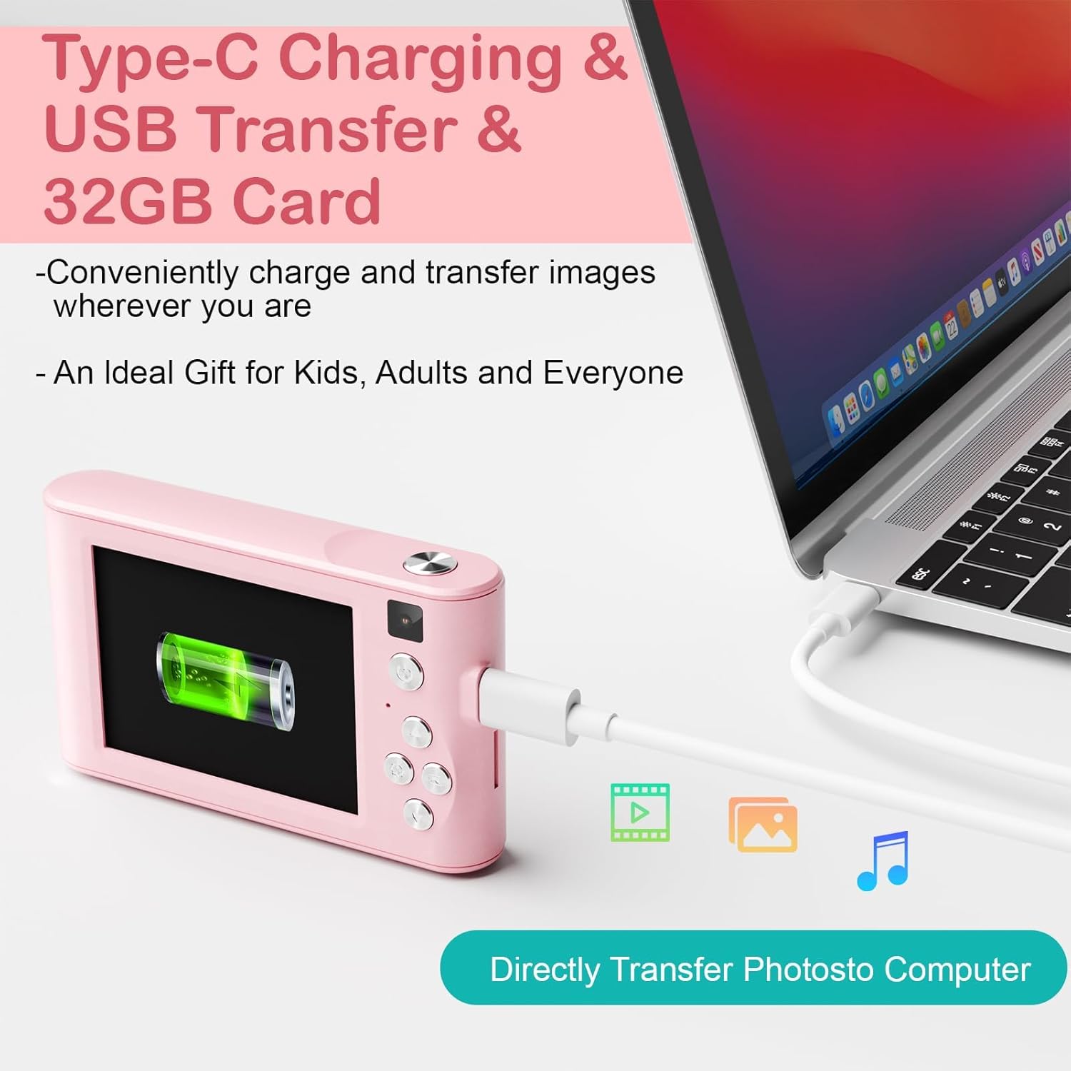 Kids Digital Camera 48MP 1080P with 32GB SD Card Z6 Fun Gift