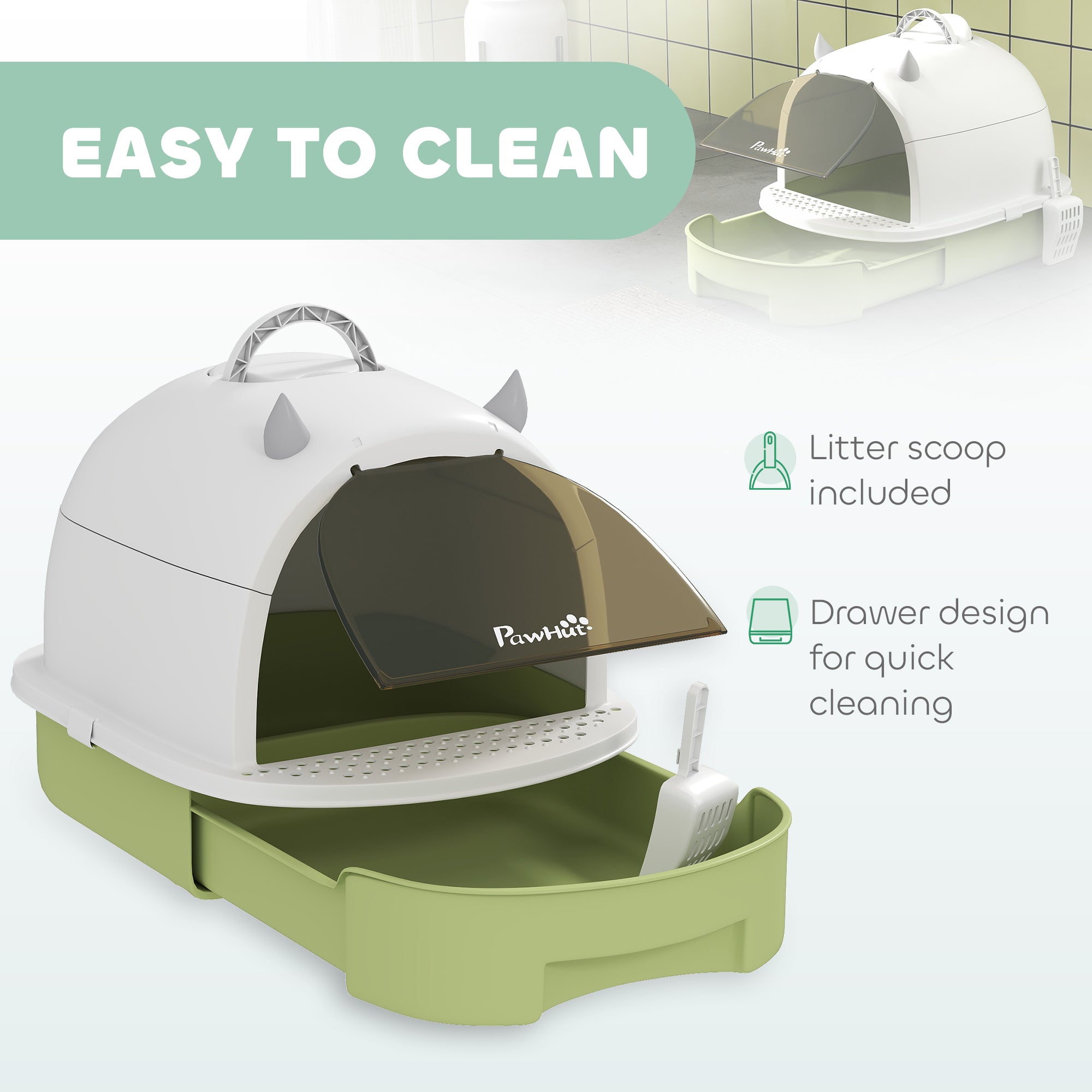 Premium Covered Cat Litter Box with Lid Scoop Odor Control