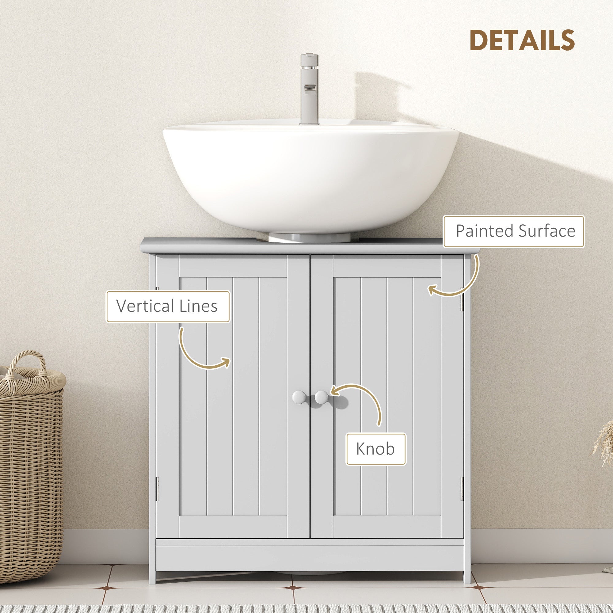 Bathroom Vanity Cabinet Under Sink Storage with Adjustable Shelf