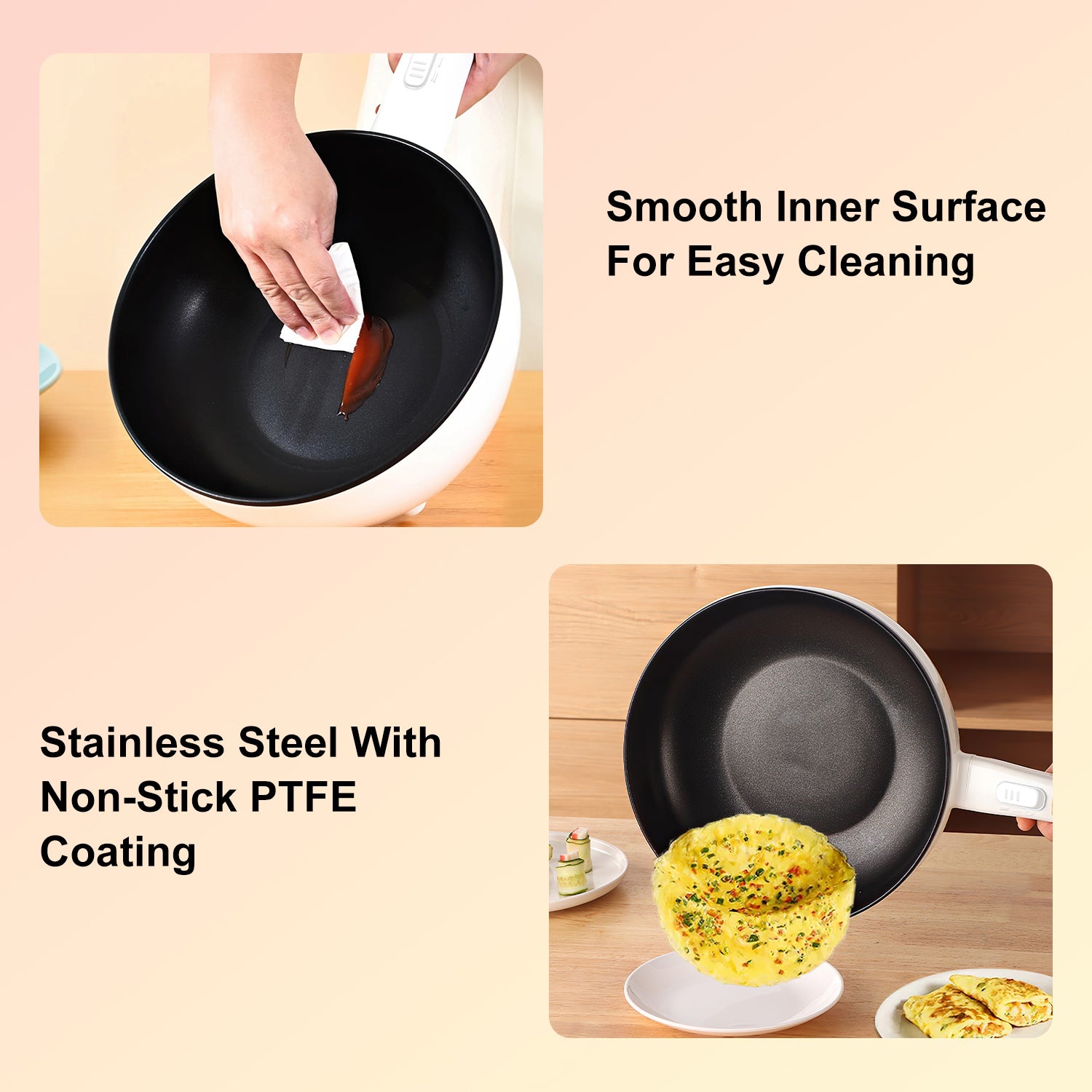 3L Electric Hot Pot with Steamer and Non Stick Coating