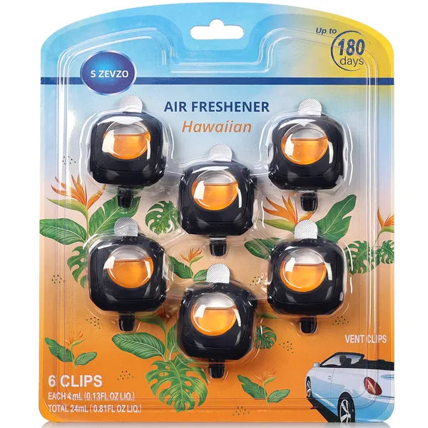 6-Pack Hawaiian Scent Car Vent Clip Air Freshener Long Lasting