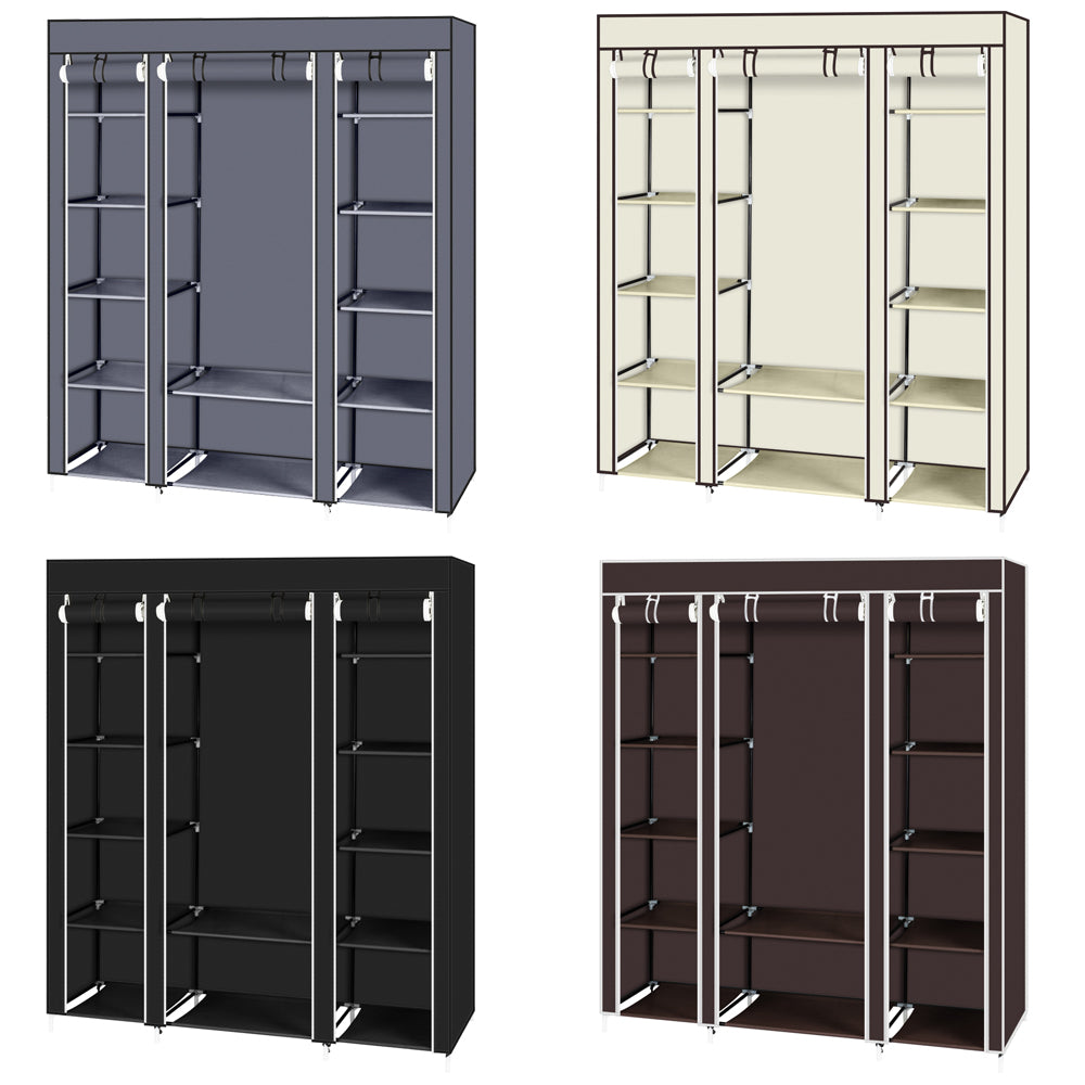Large Fabric Wardrobe Closet 12 Shelves with Hanging Storage