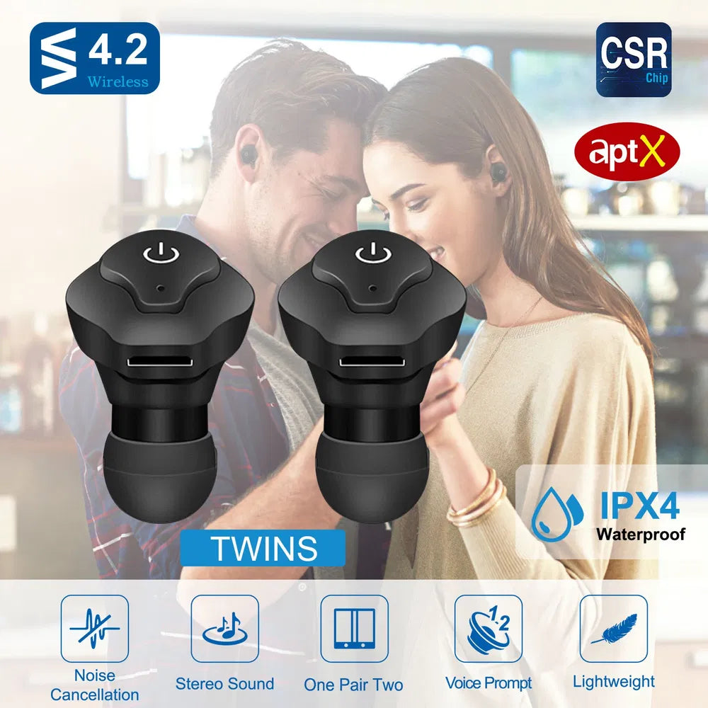 True Wireless Earbuds Bluetooth 4.2 Noise Cancelling Waterproof