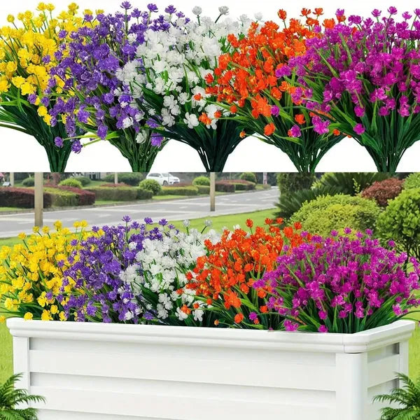 UV Resistant Artificial Flowers Lush Outdoor Faux Plant Bundle