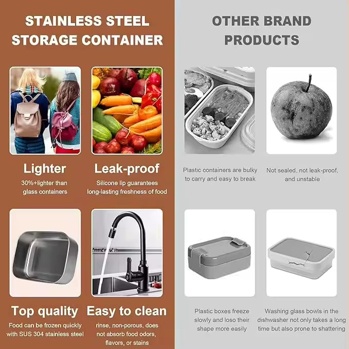 PUCOHOUSE Stainless Steel Food Storage Lunch Boxes Set