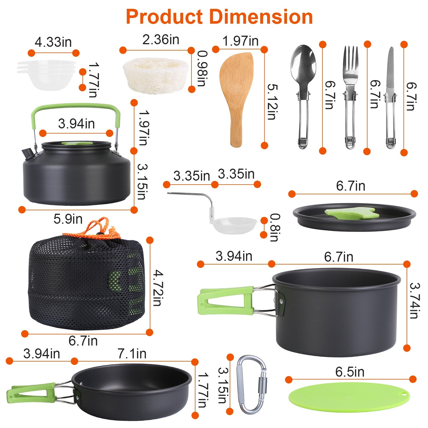 16Pcs Camping Cookware Set Portable Outdoor Cooking Kit Hiking Gear