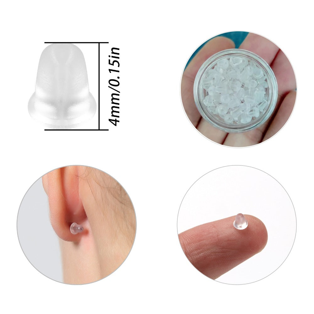 Silicone Earring Backs Soft Transparent Hypoallergenic Plugs