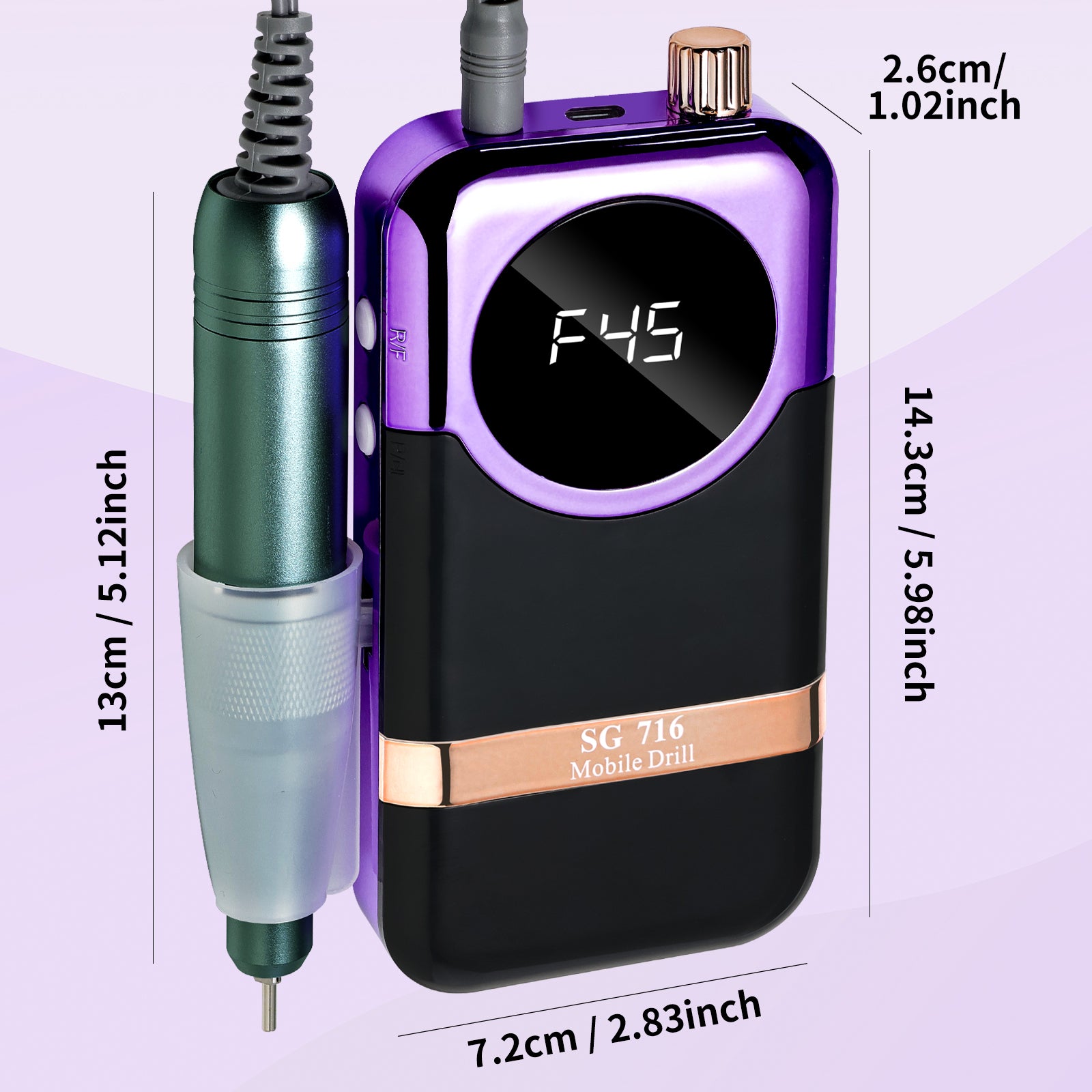 45000 RPM Portable Electric Nail Drill Kit with 6 Bits & LED