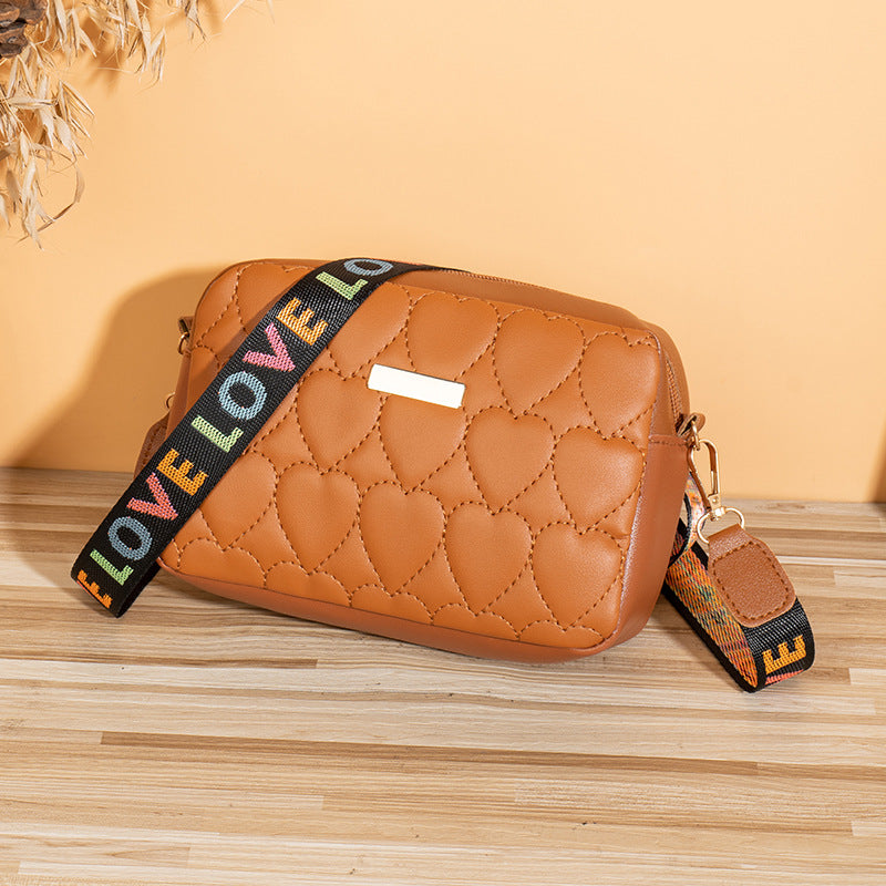 All Matching Casual Heart Embroidered Bag Stylish Women Shoulder Handbag