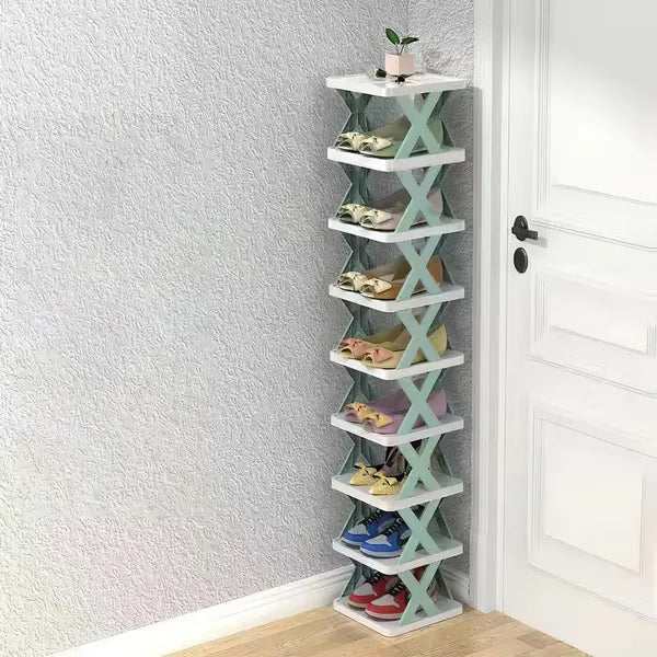 9 Tier Narrow Shoe Rack Vertical Organizer Space Saving Shelf