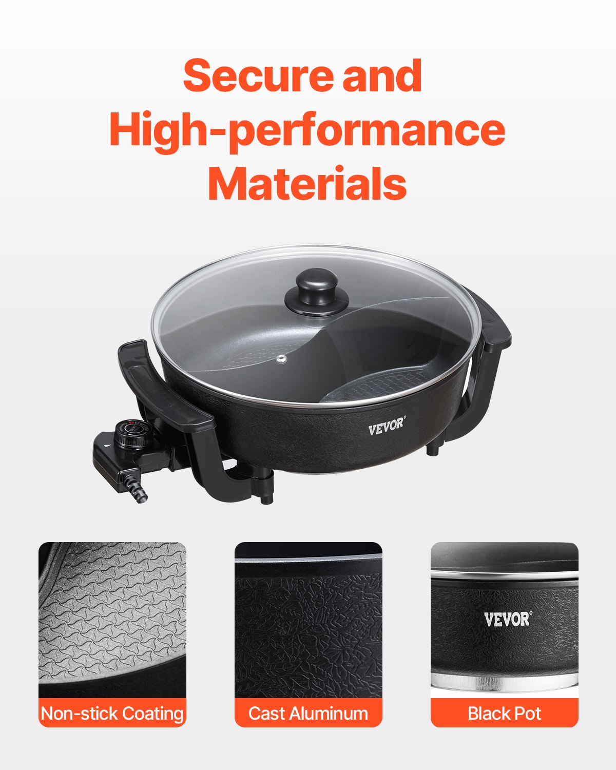 Electric Hot Pot 5L Dual Divider Non Stick Shabu Shabu Pot