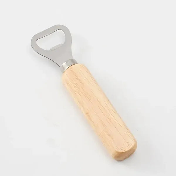 Stainless Steel Beer Capper Wooden Handle Bottle Opener Tool