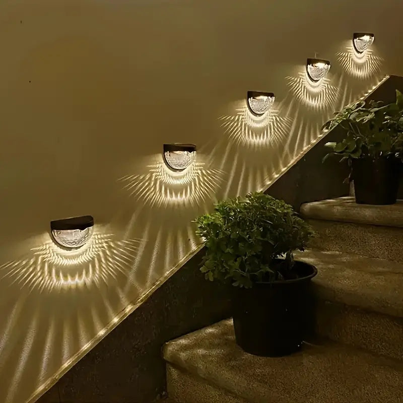 Solar Fence Lights Waterproof Deck Step Wall Lights Outdoor 6 Pack