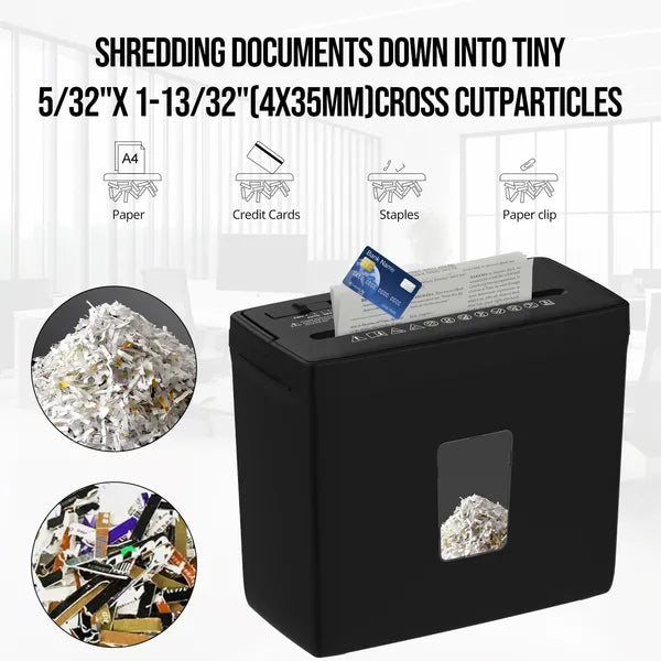 5 Sheet Crosscut Paper Shredder P4 Security Home Office Jam Proof