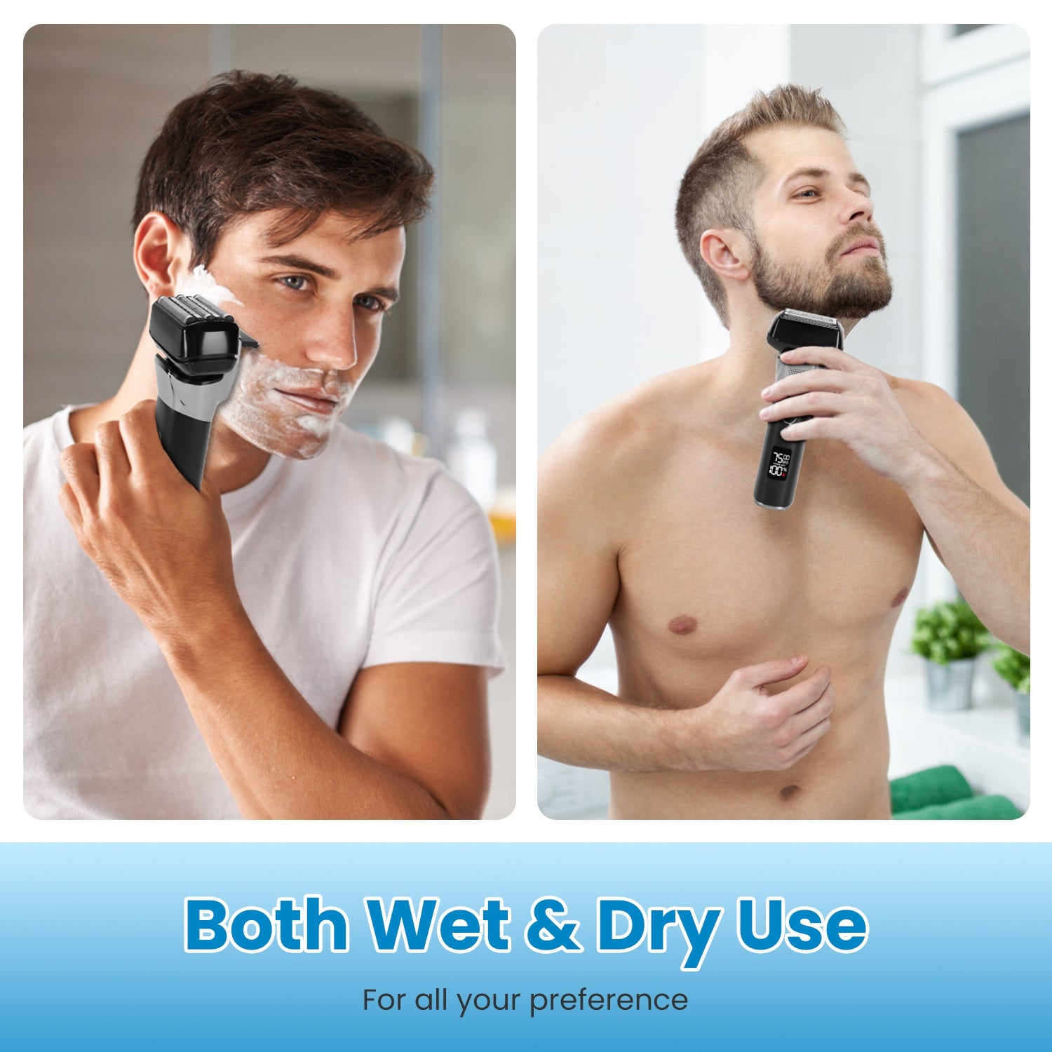 5 Blade Electric Foil Shaver Waterproof Beard Trimmer LED Display