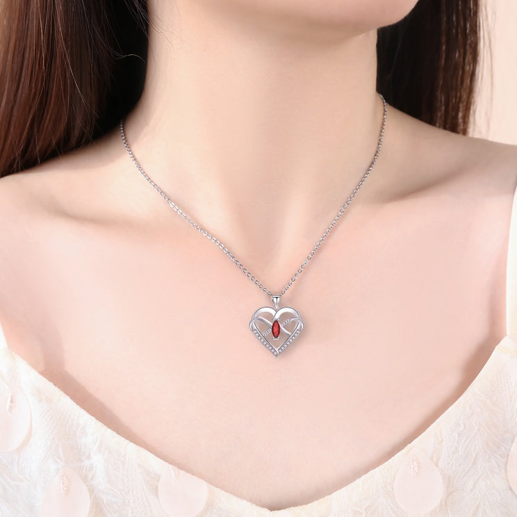 Luxury Heart Butterfly Necklace 14K Gold Plated Zircon Jewelry