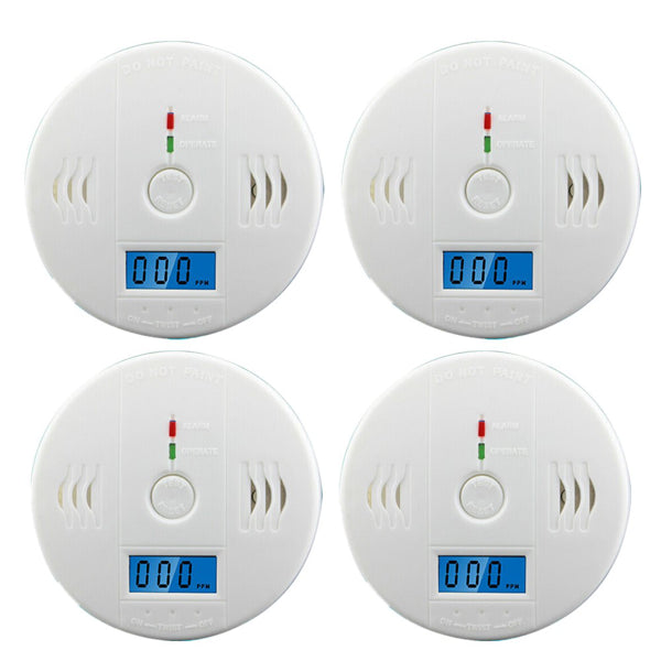 4-Pack LCD Carbon Monoxide Detector Home Safety Alarm