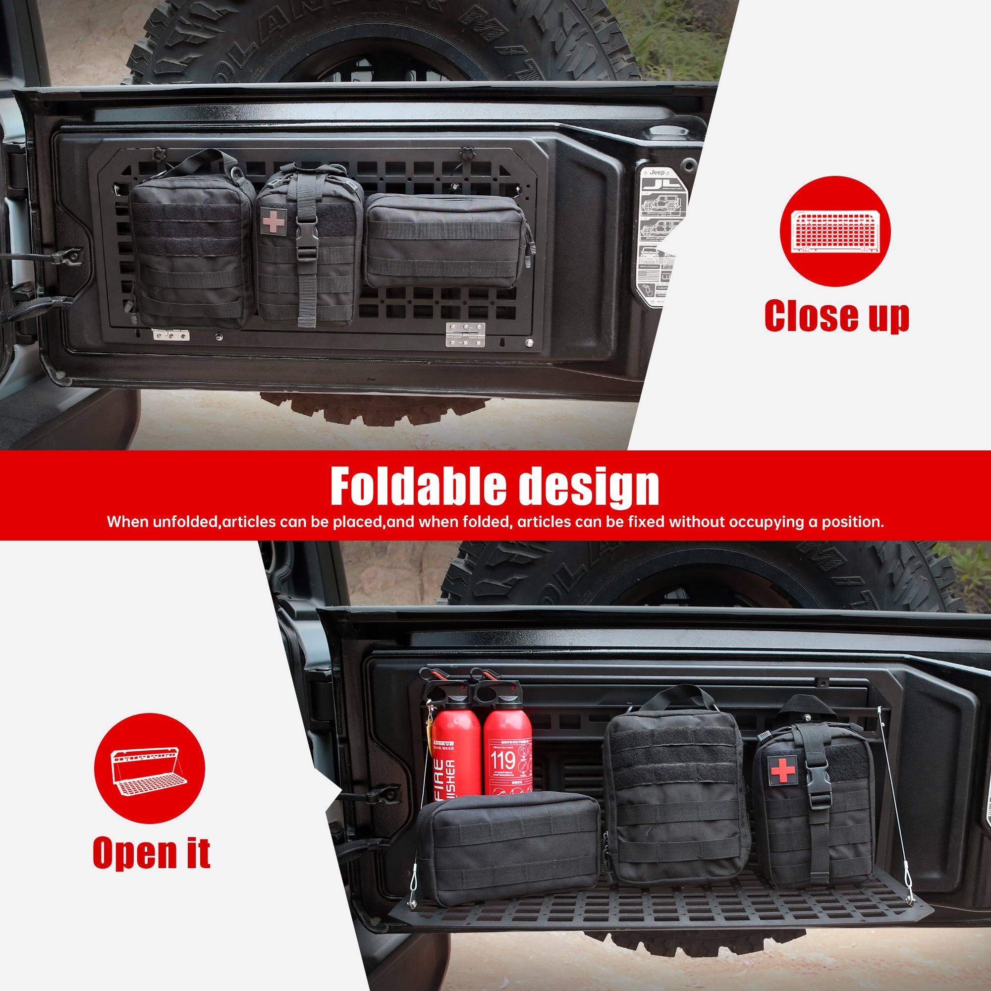 Tailgate Table for Jeep Wrangler JK JL 2007–2025 Foldable