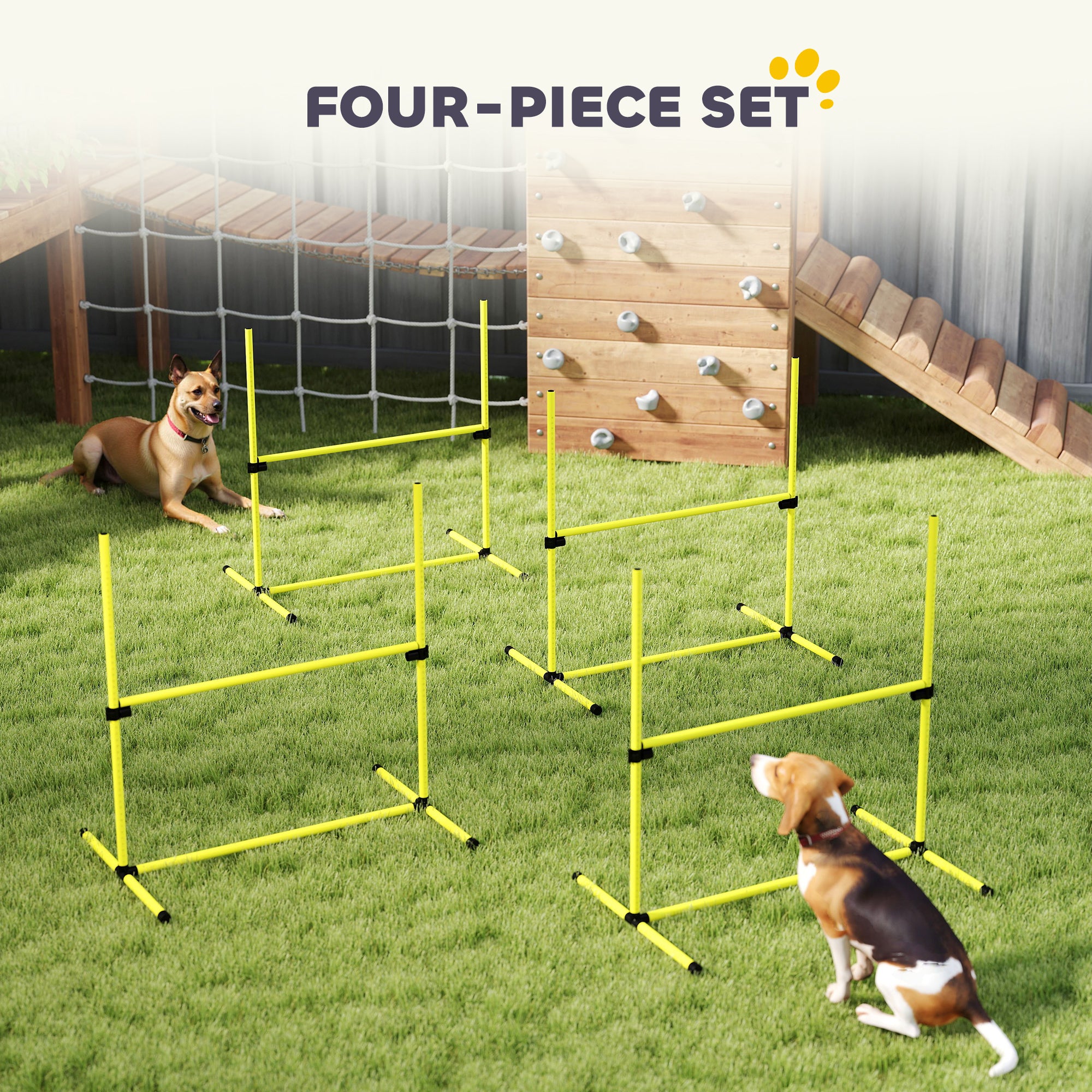 4-Piece Dog Agility Training Set – Adjustable Jump Bars with Portable Carry Bag