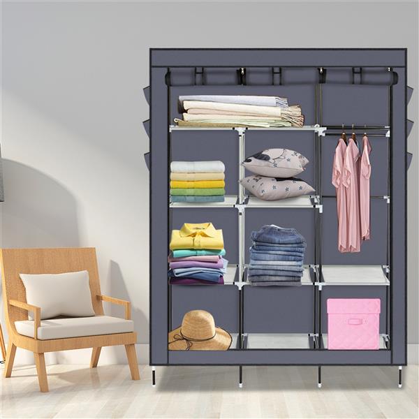 High Leg Fabric Wardrobe with Shelves Durable Storage Closet