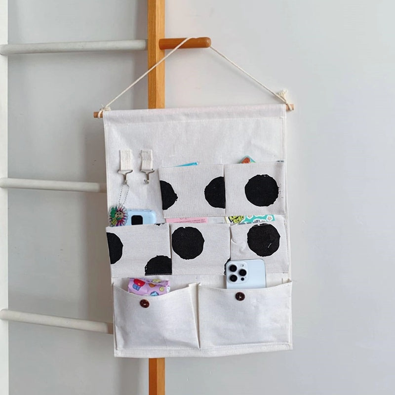 Seven Pocket Hanging Storage Bag Polka Dot Organizer