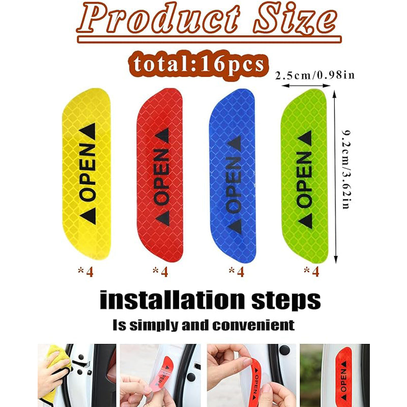 20PCS Reflective Car Door Warning Stickers Safety Decals