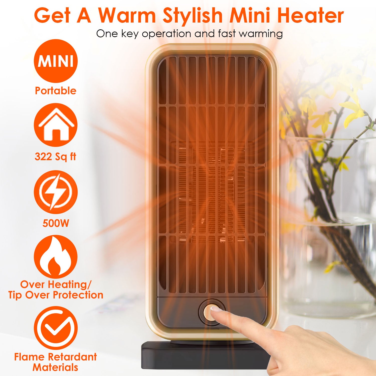 Powerful Portable Space Heater PTC Ceramic Fast Heating Safe