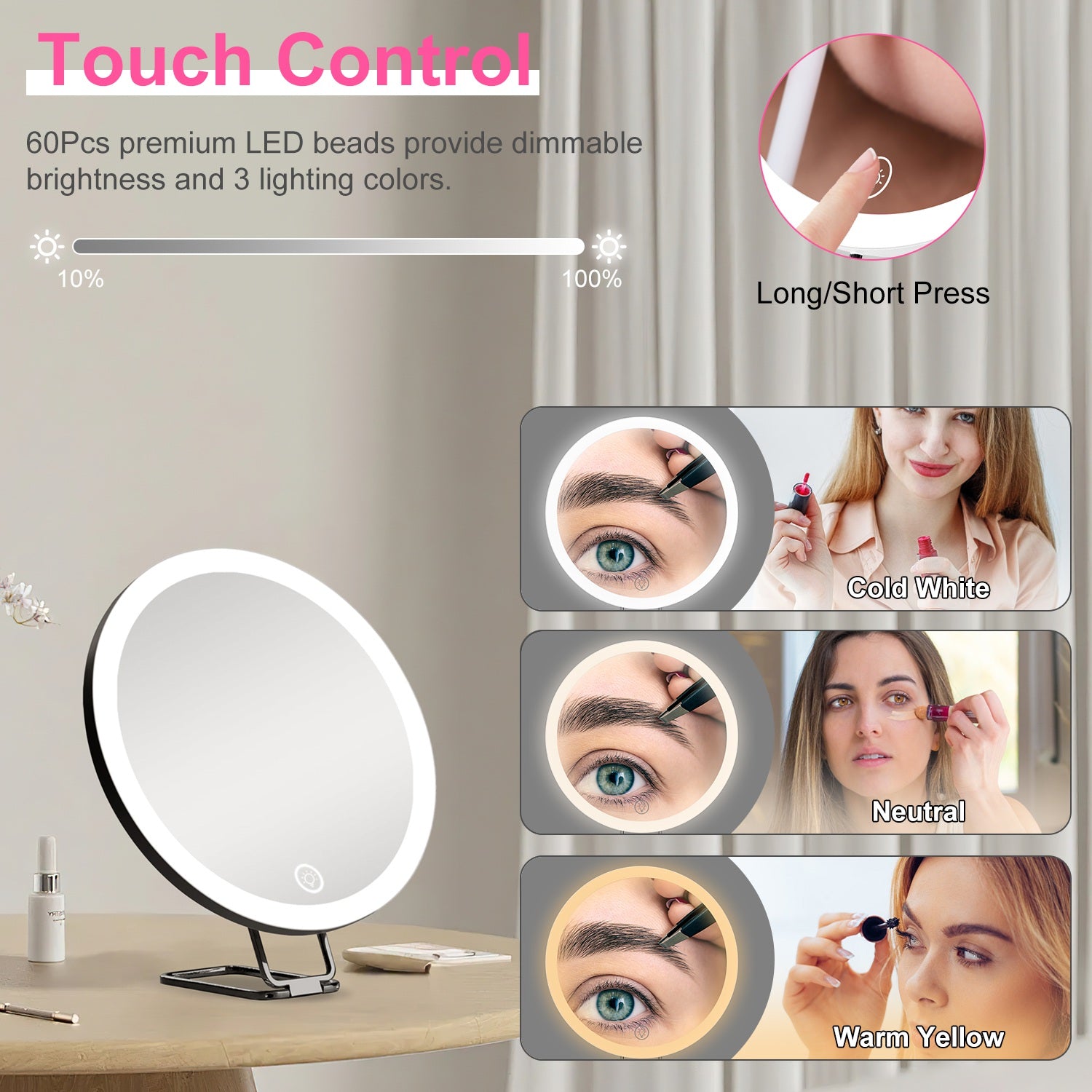 Premium 30X LED Magnifying Mirror with Lights & Travel Kit