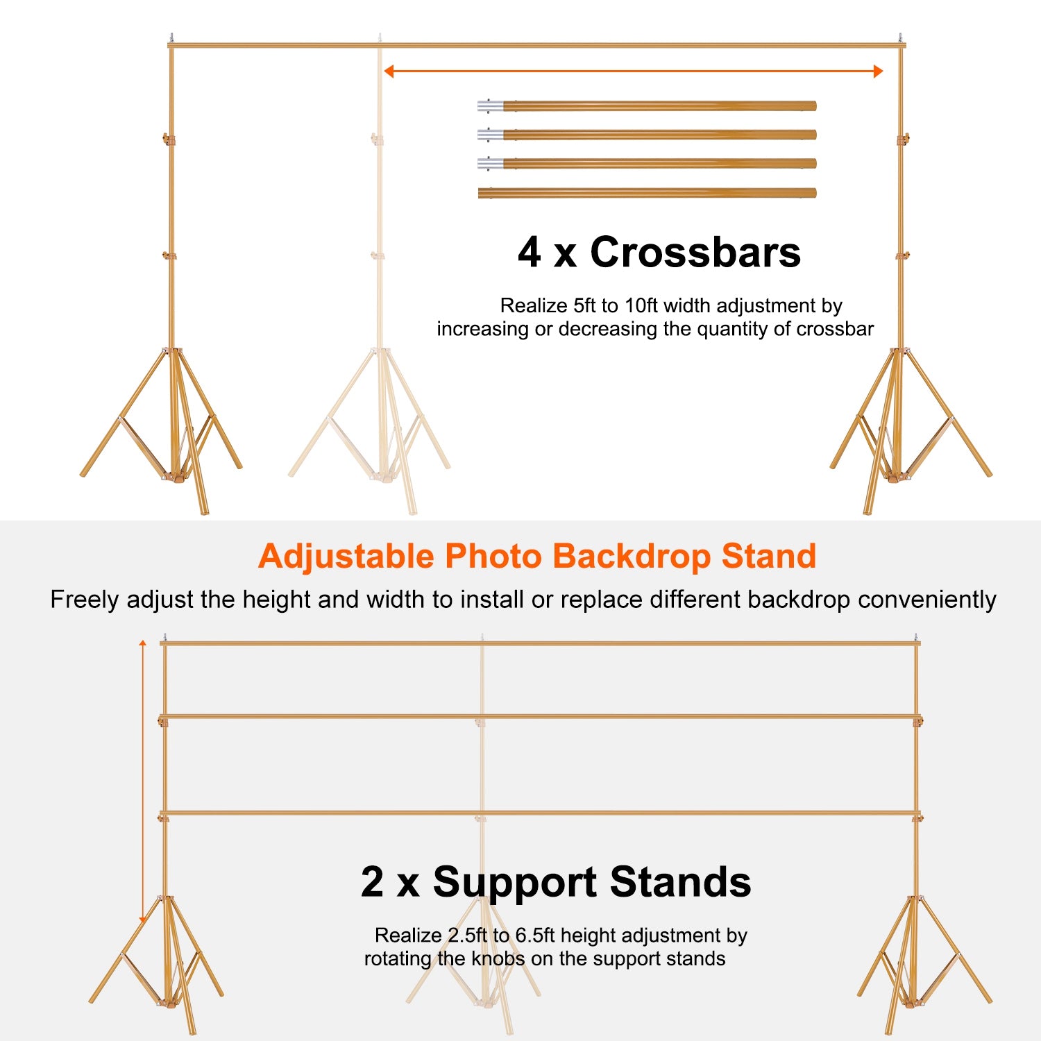 Adjustable Photography Backdrop Stand 10ft Support System
