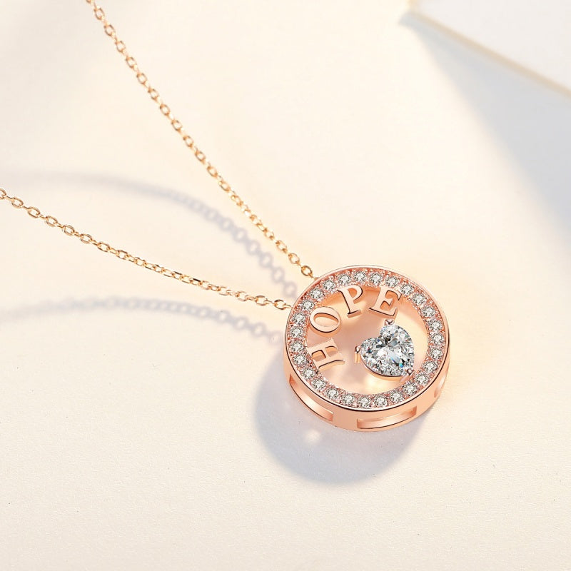 Luxury Hope Pendant Necklace 18K Gold Zircon Silver Jewelry