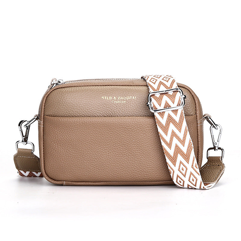 Top Layer Cowhide Small Square Bag Fashion Simple Shoulder Messenger Bag