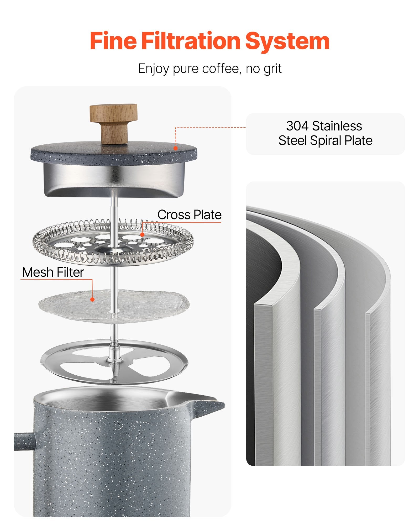 Premium French Press Coffee Maker Stainless Steel Insulated