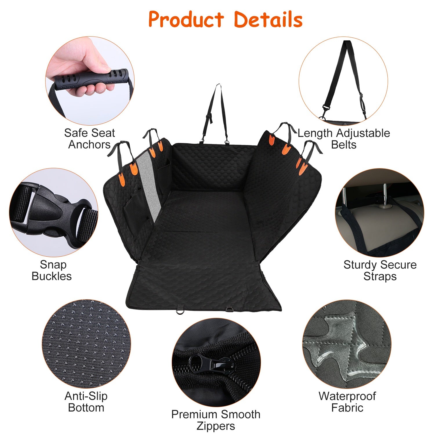 Dog Car Back Seat Cover with Mesh Window and Waterproof Protection