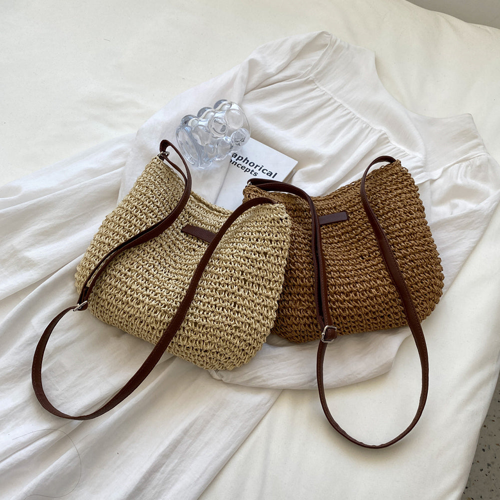 Niche Design Vacation Straw Tote Bag Stylish Summer Beach Shoulder Bag