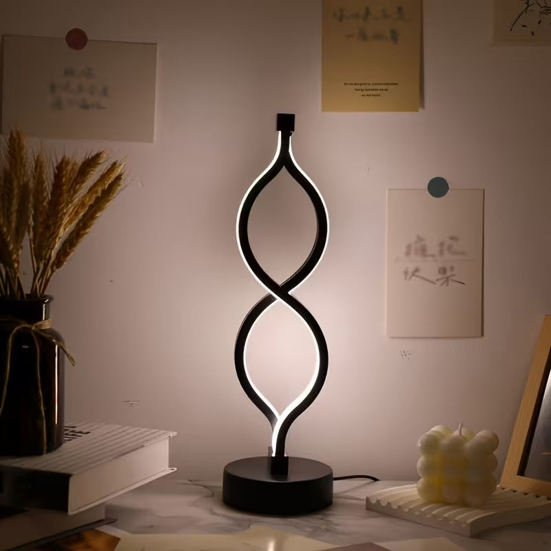 Modern Wave Desk Lamp USB 3 Color Dimmable LED Table Light
