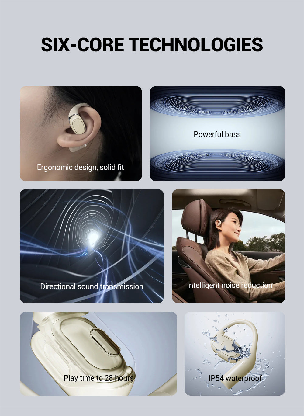 Open Ear Bluetooth 5.3 Wireless Earbuds LED Display Sports Headphones