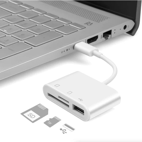 USB-C 3-in-1 Hub Adapter with SD Card Reader for MacBook & Laptop