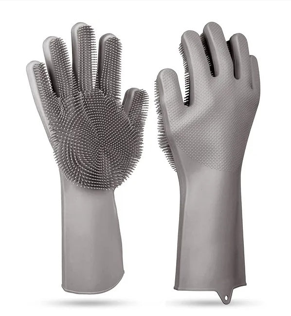 Silicone Cleaning Gloves with Scrubber for Kitchen & Pets