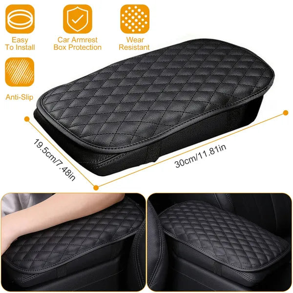 Car Armrest Pad Cover PU Leather Anti-Slip Center Console Cushion