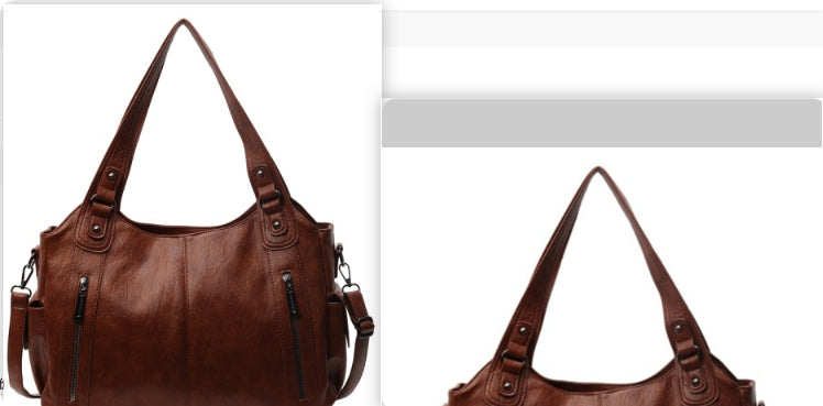 Elegant Retro Handbag Solid Color Textured American Shoulder Bag