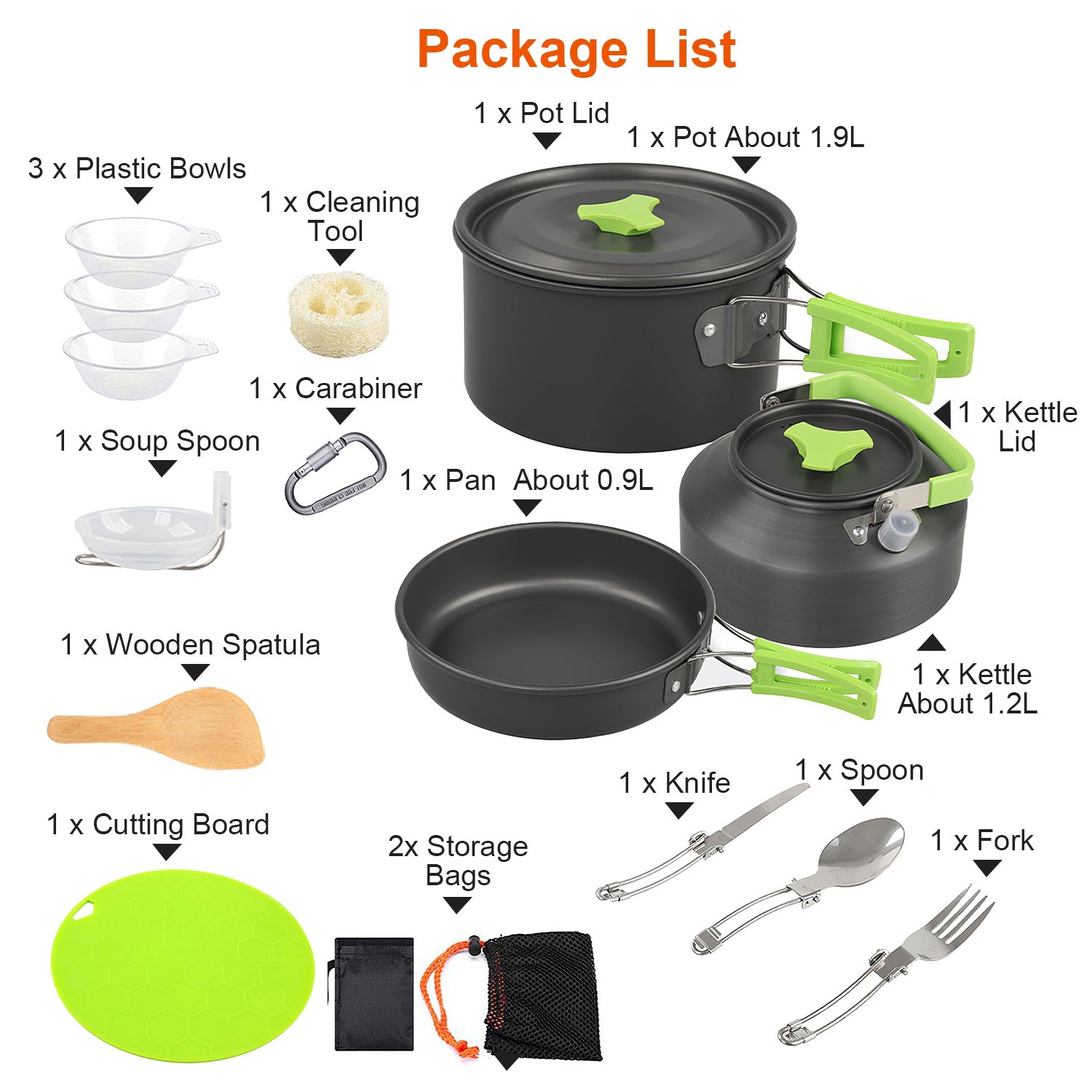 16Pcs Camping Cookware Set Portable Outdoor Cooking Kit Hiking Gear