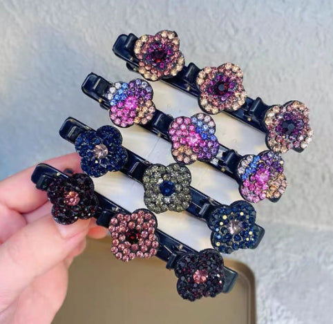 Luxury Crystal Clover Hair Clip Rhinestone Braided Barrette