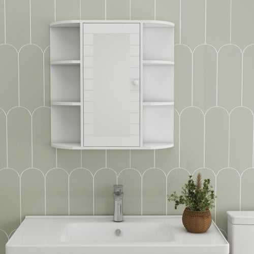Wall Mounted Bathroom Mirror Cabinet with Shelves White