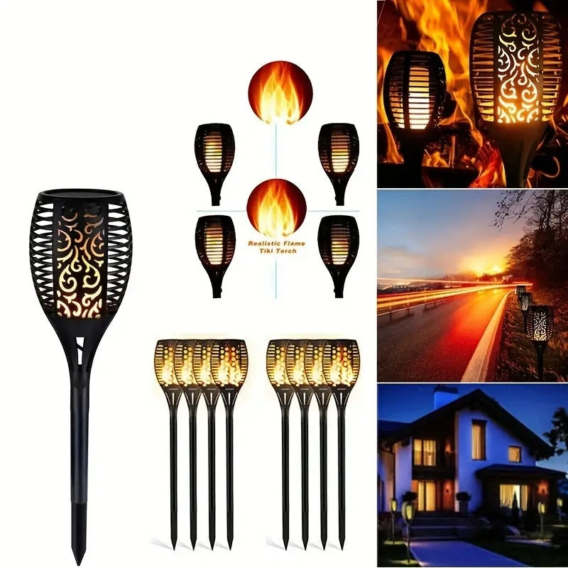 Powerful Solar Torch Lights Outdoor Flickering Flame Garden