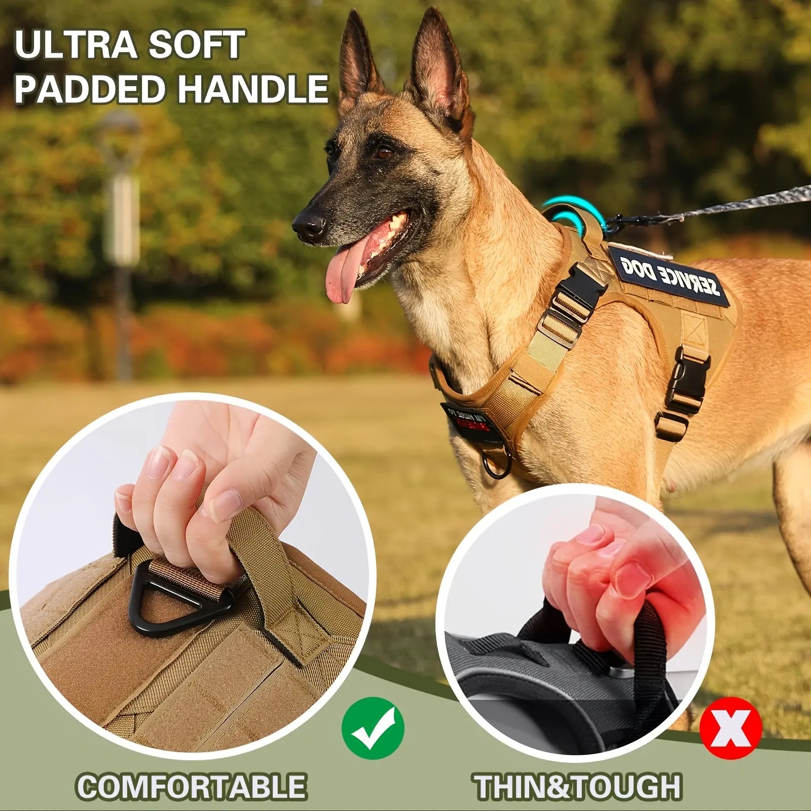 Premium Tactical Dog Harness Reflective Adjustable Service Vest